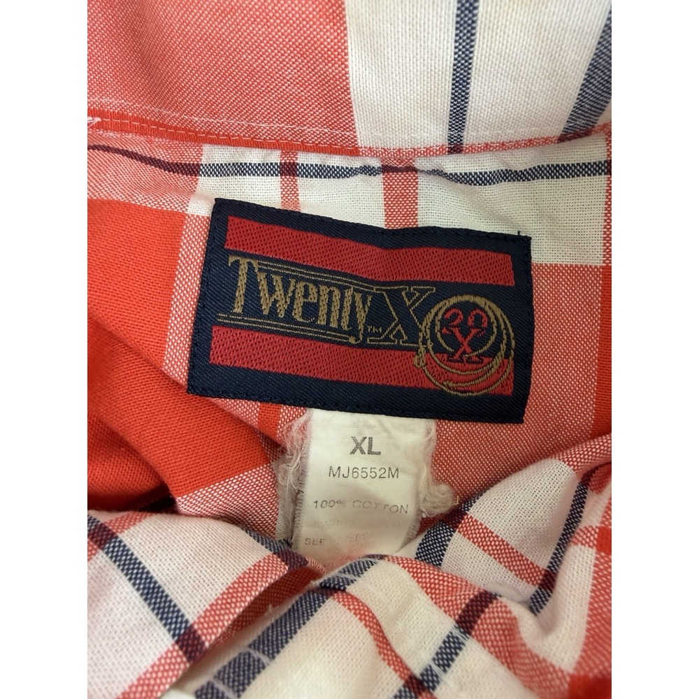 Vintage Wrangler 20x Western Shirt Xl‎ Mens Button Down Orange White - Picture 7 of 7